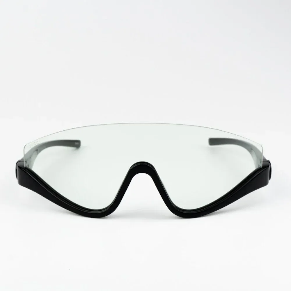 NEW Gucci GG1650S 005 Shiny Black Green Unisex Shield Mask Sunglasses